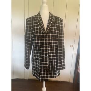 Talbots Women Size 12 Wool Jacket‎ Black White VINTAGE